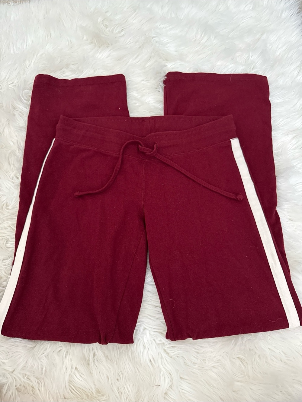 Women's Burgundy Track Joggers with White Side Stripe